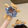 Gingham Plush Bear Scrunchie Scrunchie Hair Accessory Plush Hair Band  Ear Fluffy Ponytail Holder