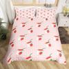 Sweet Strawberry Milk Duvet Cover King Queen Cute Bear Bedding Set Cartoon Fruits Animals Comforter Cover with 2 Pillowcases