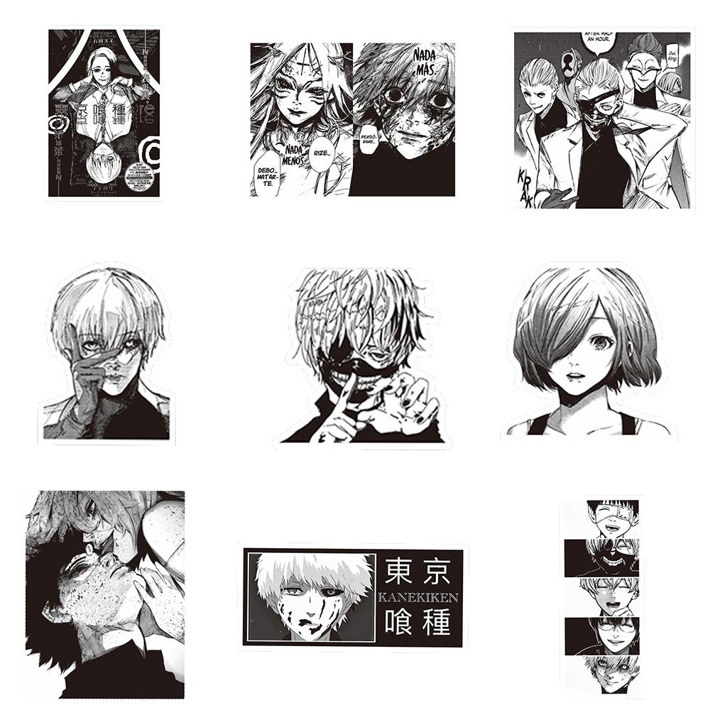 70Pcs Black White Anime Tokyo Ghoul Stickers Kaneki Ken Cartoon Sticker Water Bottle Phone Notebook Cool Decals Decoration