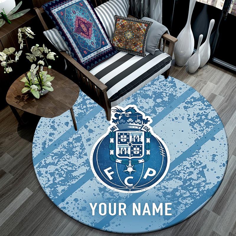 Custom Name Futebol Clube Do Porto Round Area Rug,Carpet Rug for Living Room Bedroom Sofa Playroom Decor,Non-slip Floor Mat