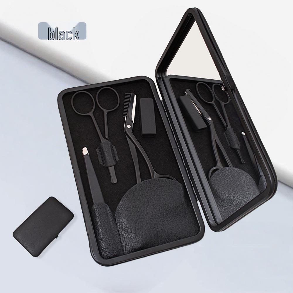 Men's Stainless Steel Grooming Set: Beard, Eyebrow & Nose Hair Trimmer with Mirror & Storage Box