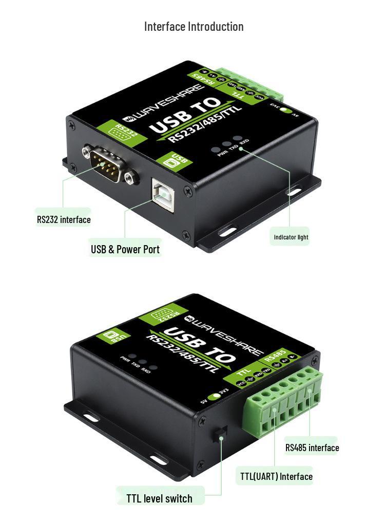 USB To RS232/485/TTL Industrial Converter with Isolation FT232RL/CH343G Chip