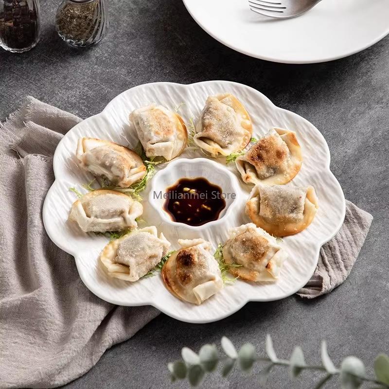 Kinesisk Keramisk Jiaozi-tallrik Restaurang Sashimi Sushi-tallrik Hotellkök Kreativ Bordsdukning Matprydnader Desserttallrik