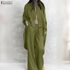 ZANZEA Women Long Sleeve Long Blouse and Pants Casual Two Piece Suit Sets