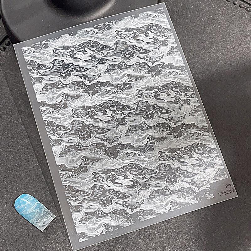 Soft Solid Color Self Adhesive Flat Nail Art Decorations Stickers Manicure Decals Solid Color Ultra-thin White Sea Waves