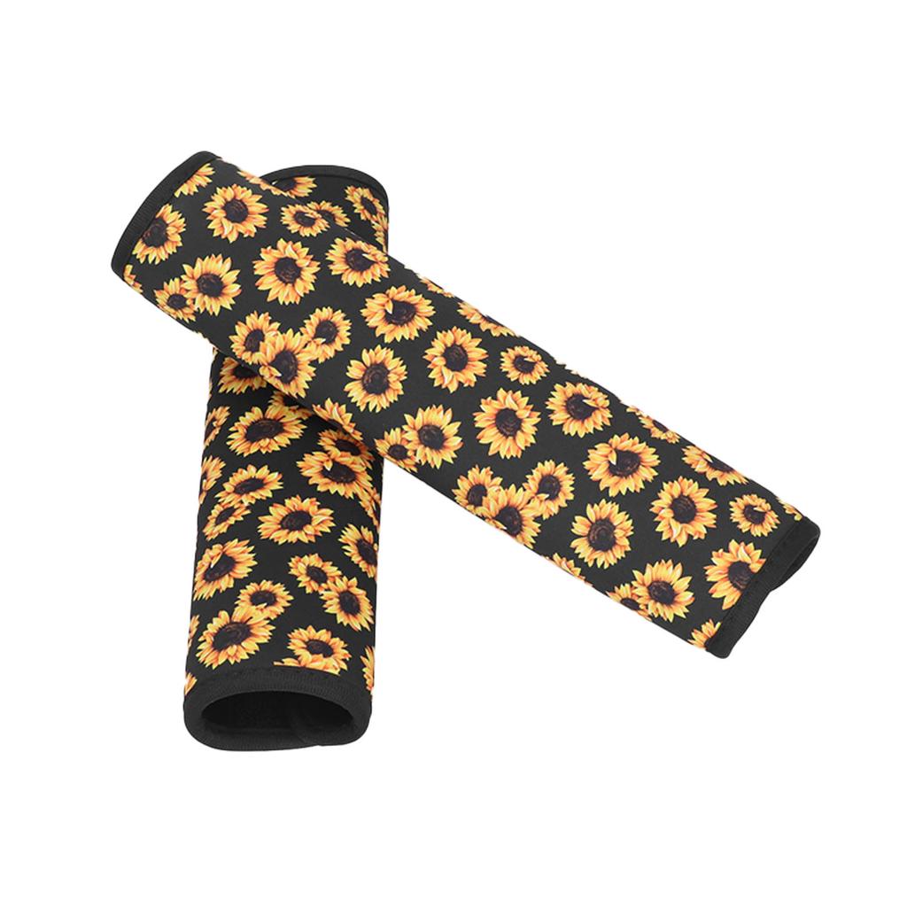 2pcs Seat Belt Shoulder Pads Soft Cushions Sunflower Pattern Comfortable Driving Universal for Car