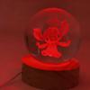 Anime Stitch Crystal Ball Mini Night Wooden Lamp Warm Light/7 Colors Desk Decoration Room Boy Girl Birthday Gifts 3D LED Round Sensory Compression