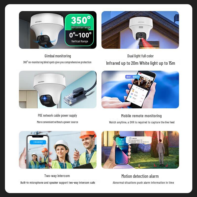 Cameră de securitate PTZ Hikvision DS-2DC2C40MY-DE 4MP POE priză CN (adaptor inclus)