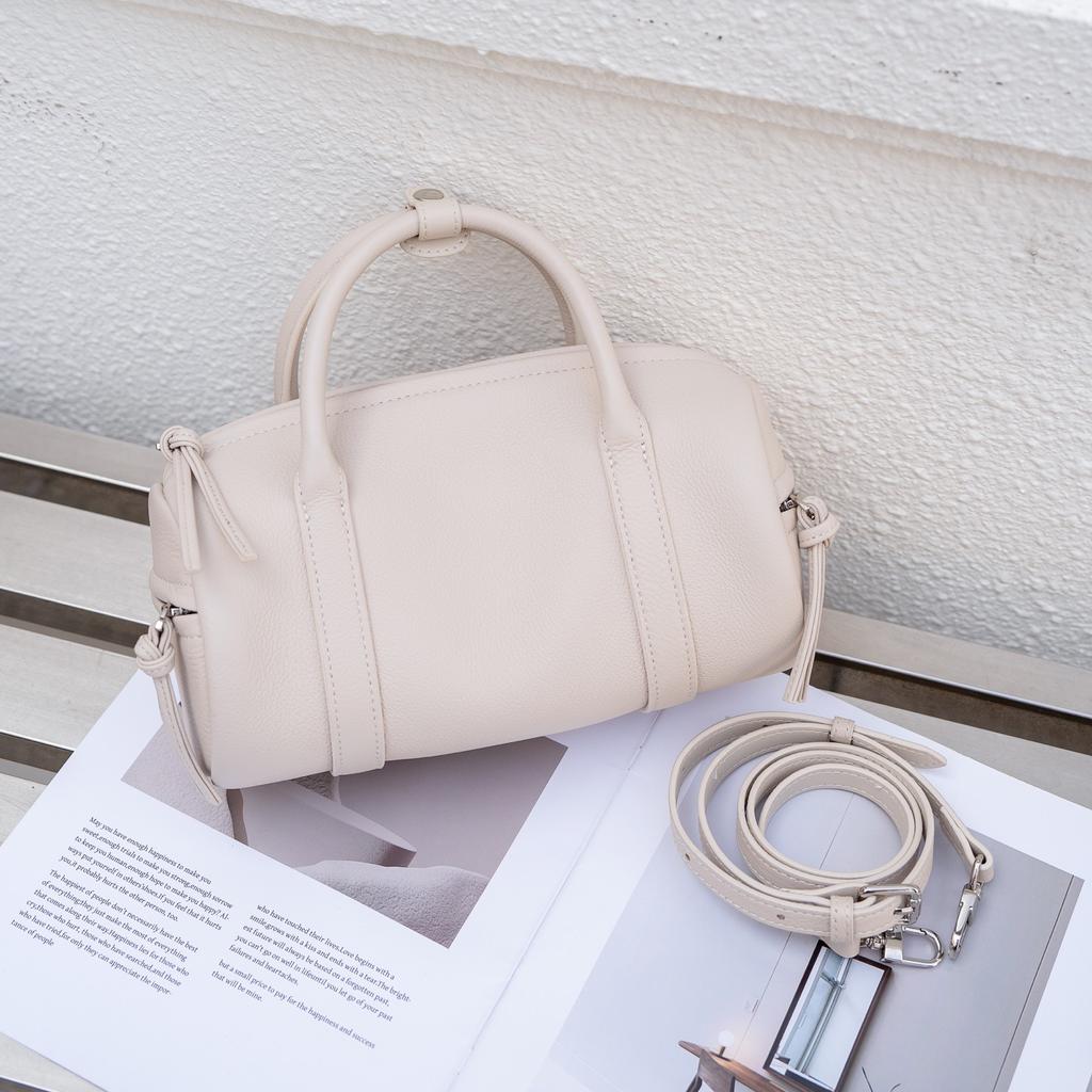Leather Women'S Bag First Layer Cowhide Boston Large-Capacity Commuter Handbag Retro Shoulder Bag Women