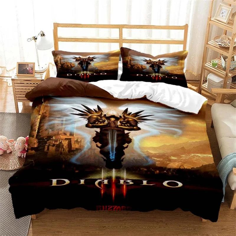 3D Print Game Diablo Bedding Set,Duvet Cover Comforter Bed Set Quilt Cover Pillowcase,King Queen Twin Size Boys Girls Adultse