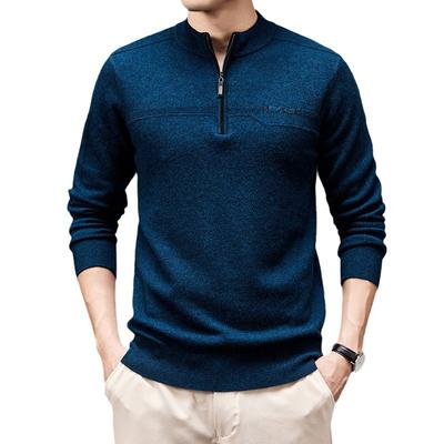 Maglione Versatile in Lana con Collo a Tartaruga Mezzo Zip Anti-pilling Autunno e Inverno Nuovo Maglione 100% Lana Maglione Ispessito da Uomo