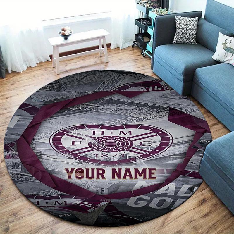 Heart Hmfc Custom Name Round Area Rug Carpet Rug For Living Room Bedroom Sofa Playroom Decor Nonslip Floor Mat