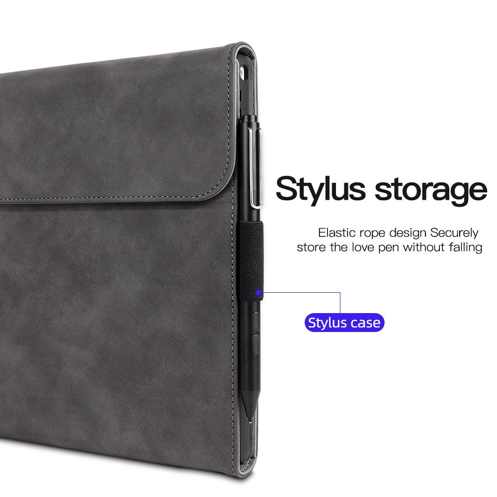 For Microsoft Surface Pro 10/9 Case Stand Leather Protective Sleeve with Pen Holder