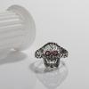 Personalized Trendy Ring Fashion Open Ring S925 Silver Inlaid Natural Garnet Skull Ring Women