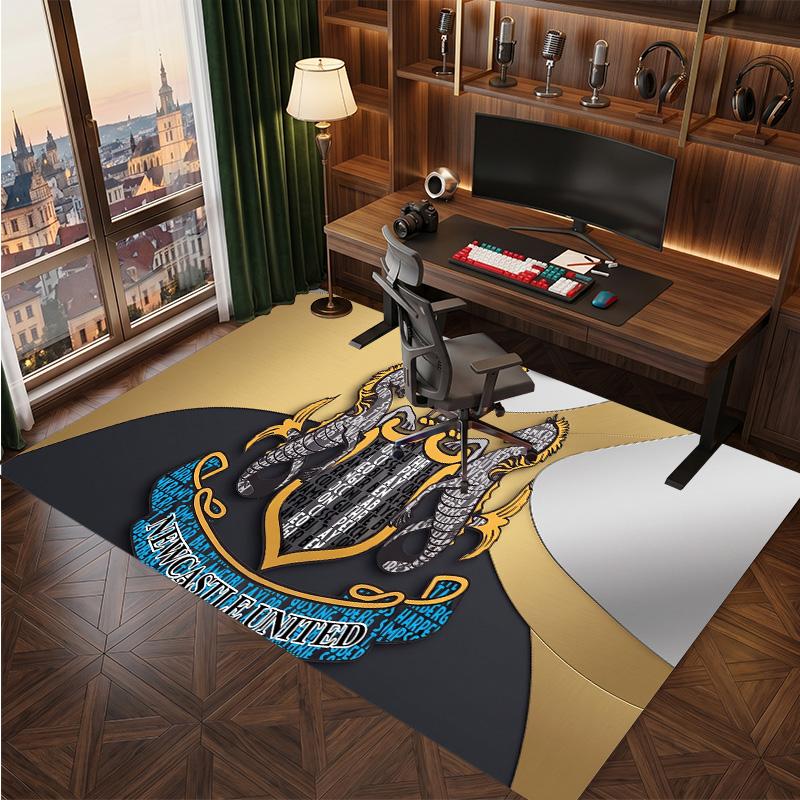 Tappeto in Velluto di Cristallo con Stampa di Calcio del Newcastle United, Comodo Assorbente d'Acqua Antiscivolo Tappeto per Pavimento Interno