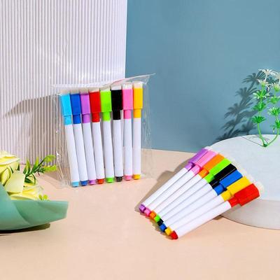 8-Color Erasable Washable Whiteboard Pen with Brush, Water-Based and Eco-Friendly, Customizable Logo Printing