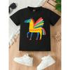 European sizes Cute Horse Image Printed Design, Summer Casual Fashion Girls' Comfortable Top