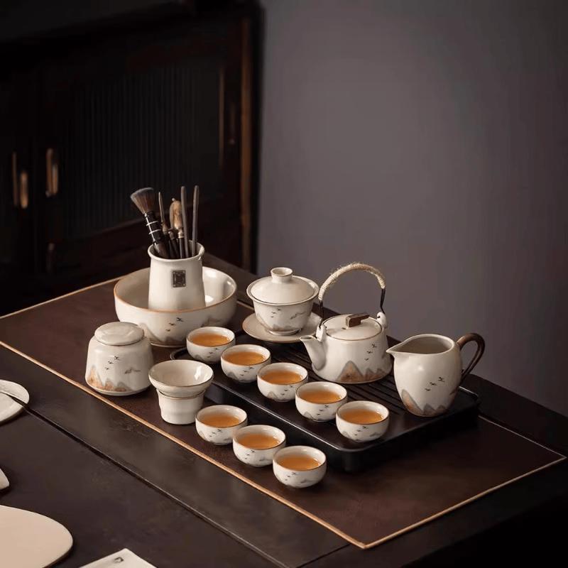 Beige Ru Kiln Kung Fu Tea Set with Xishi Pot