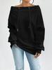 Women's Off Shoulder Long Sleeve Top Loose Fit Casual Solid Color Drawstring Midi Sweatshirt Daily Pullover