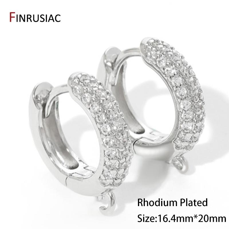 

18K Gold Plated Brass Round Earring Hooks Clasps,Inlaid Zircon Ear Wire Fastener Fittings For DIY Earrings Making Supplies 1 pair