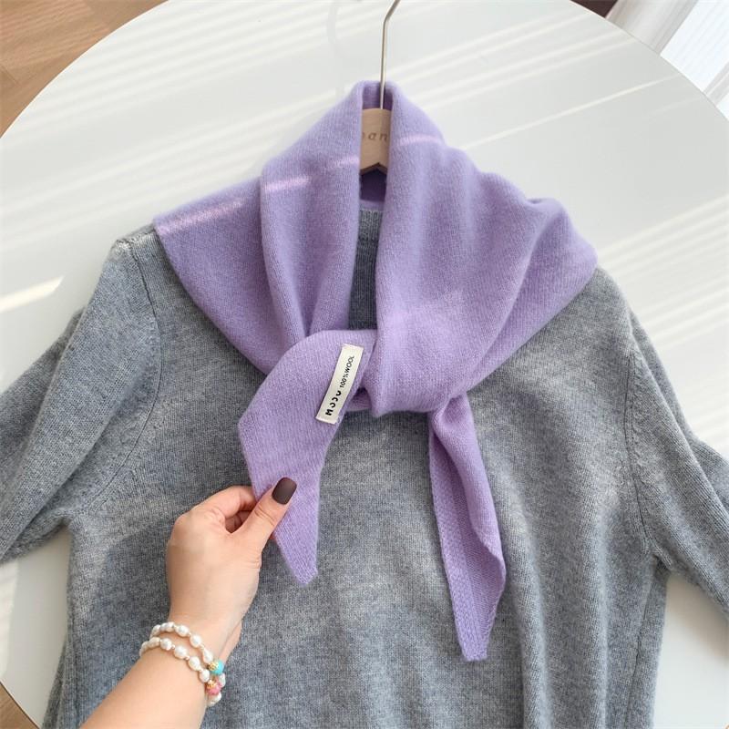 100% Wool Knitted Triangle Scarf Women Winter Warm Wrap Shawl Lightweight Stylish Neckwear
