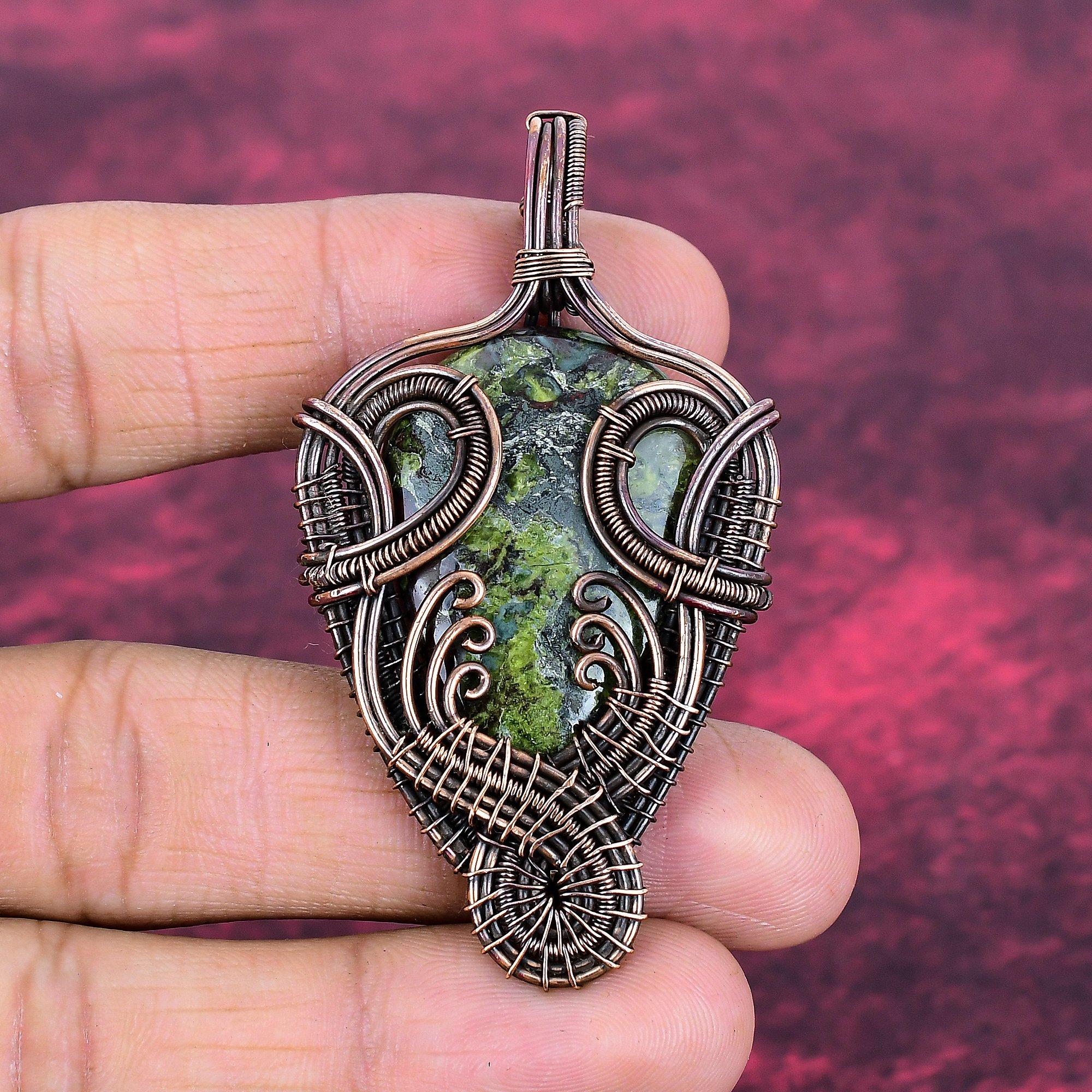 

Dragon Bloodstone Pendant Copper Wire Wrapped Pendant Handmade Gemstone Jewelry