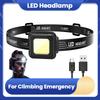 LED Headlamp Type C USB Charging Multifunctional Head Torch Adjustable Angle Mini COB LED Headlight for Camping Running Hiking