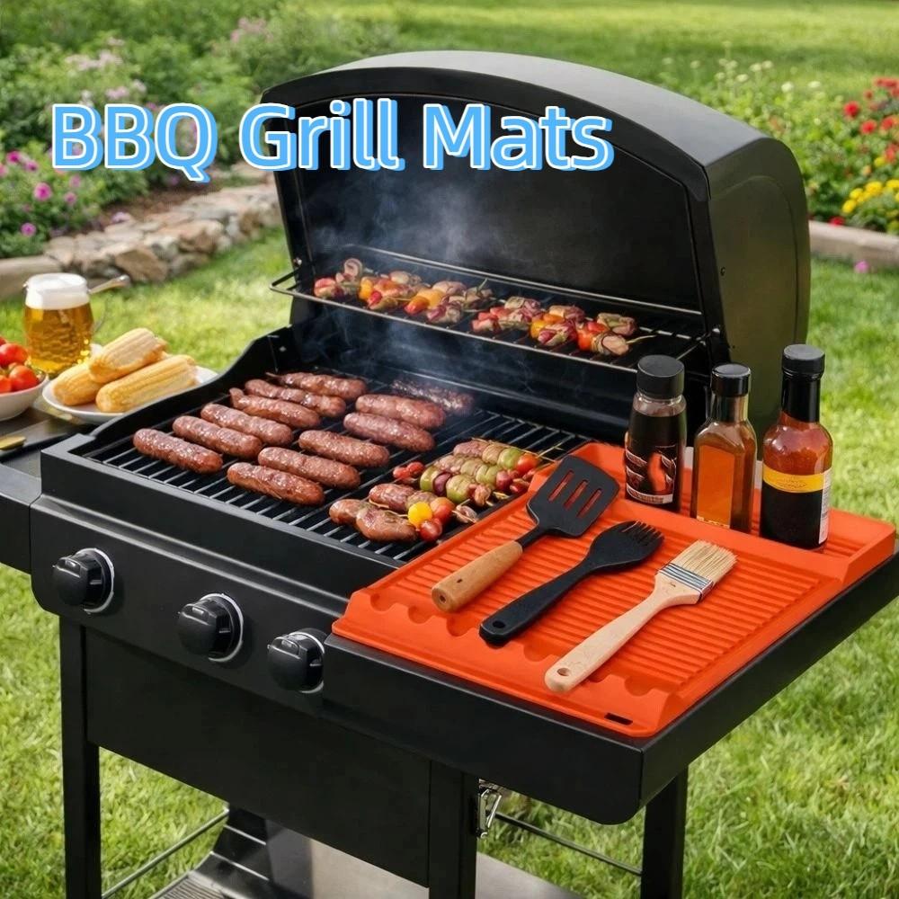 Heat-resistant BBQ Tool Mat Multi-functional Grill Mat BBQ Accessories Grill Pad  Baking