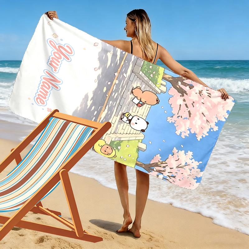 Name Custom Bubu y Dudu Print Beach Towel, Large Soft Quick Dry Towel for Beach Camping Swimming