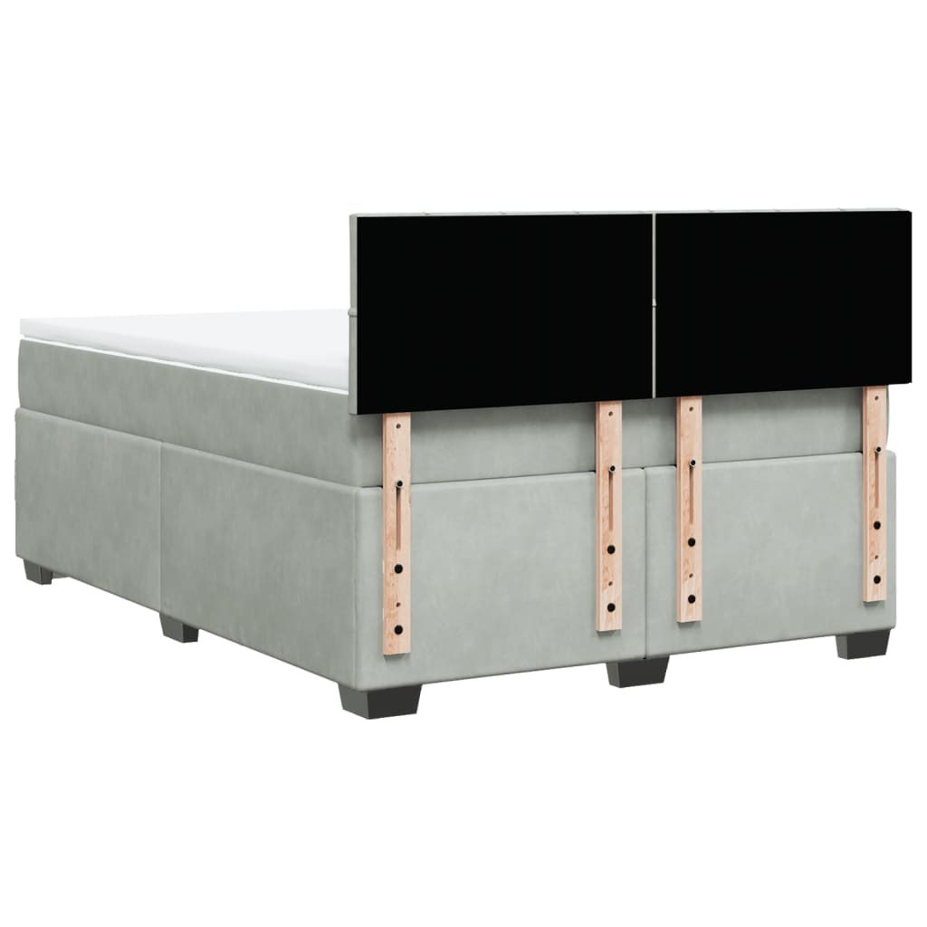 Box Spring Bed with Mattress Light Grey 160 x 200 cm Velvet