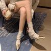 Corner Paris~ pointed wedge heel Mary Jane light mouth one-word buckle belt temperament silver high heel versatile single shoes women