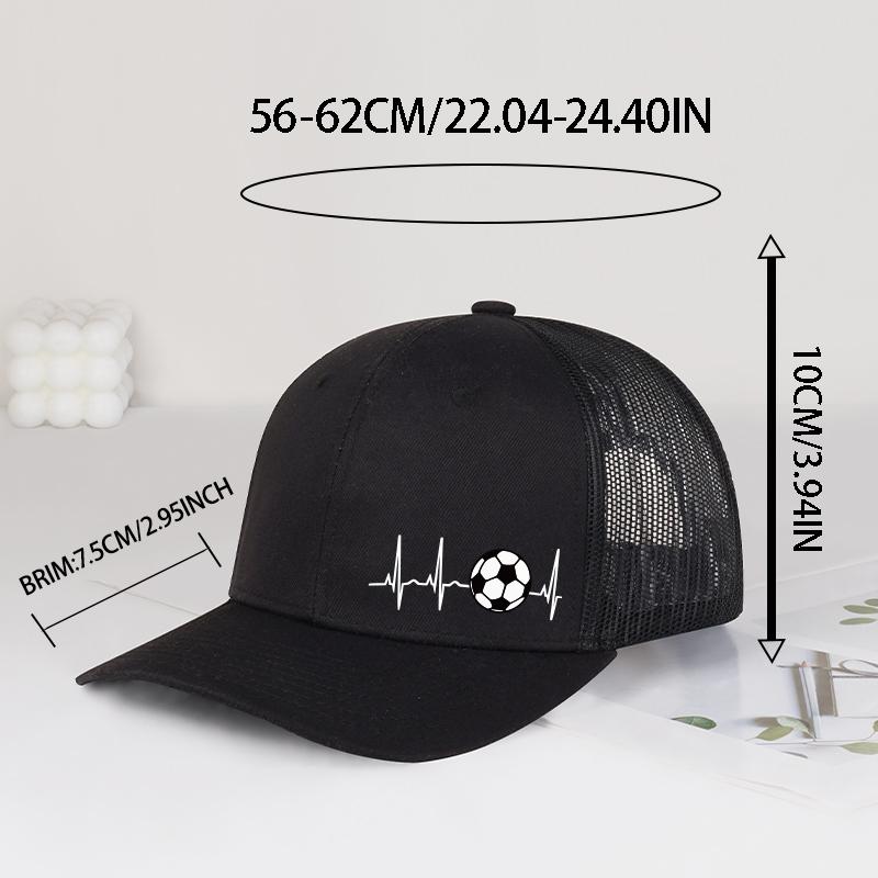 Soccer Heartbeat ECG Print Trucker Hat Men Women Mesh Back Adjustable Baseball Cap Football Fan Sport Sun Hat