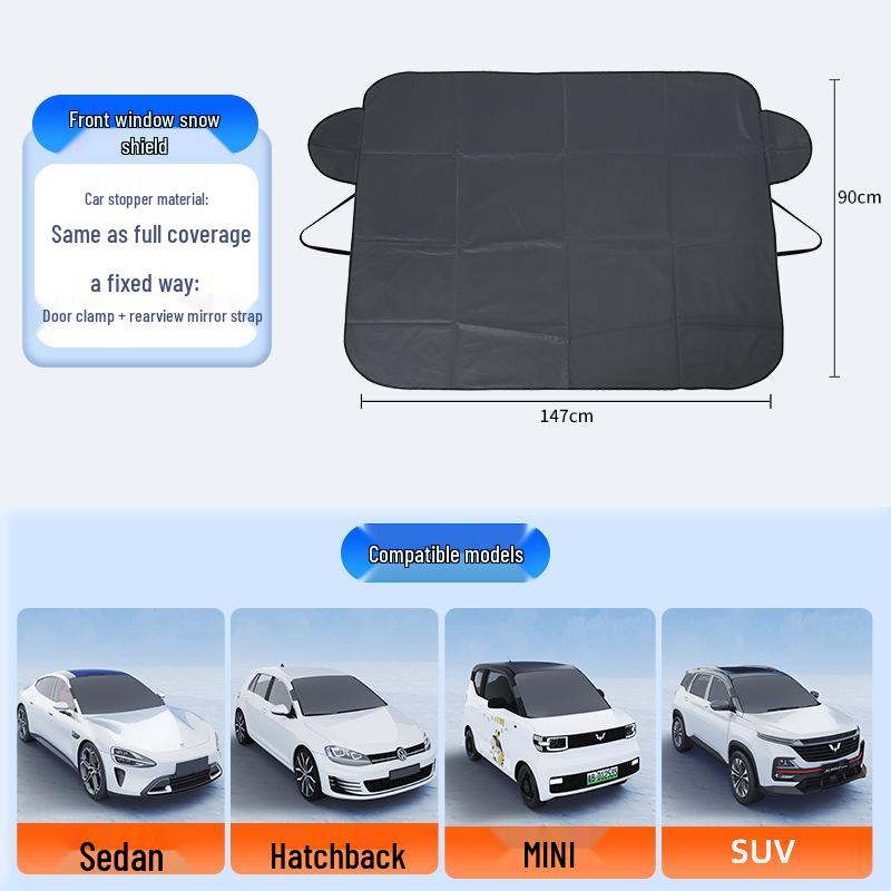 All-Season Full Coverage Car Windshield Snow & Frost Shield Dark Gray
