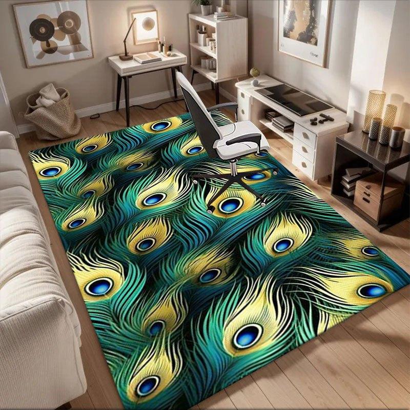 

Peacock Feather Pattern Phone WallpaperOffice Mat Home Decor Office Desk Chair Rugs Chair Carpet for office Chair Mat Gift For Halloween & C 60cm by 90cm