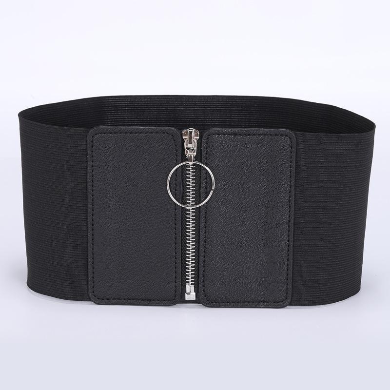Elastic Belt Women'S Zipper Design Waist Skirt Waist Slim Fit Elastic Wide Waist Seal