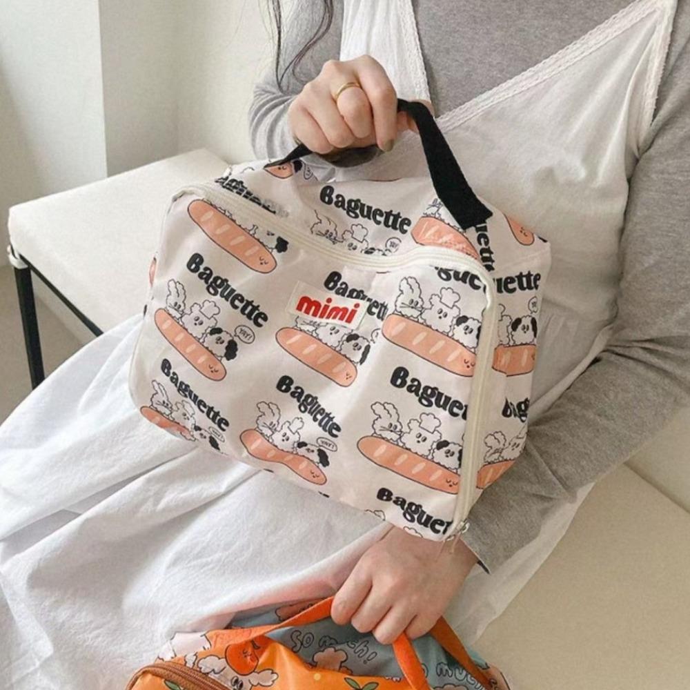 Portable Storage Bag with Zipper Handheld Bag Korean Tote Bag  Storage Organizer