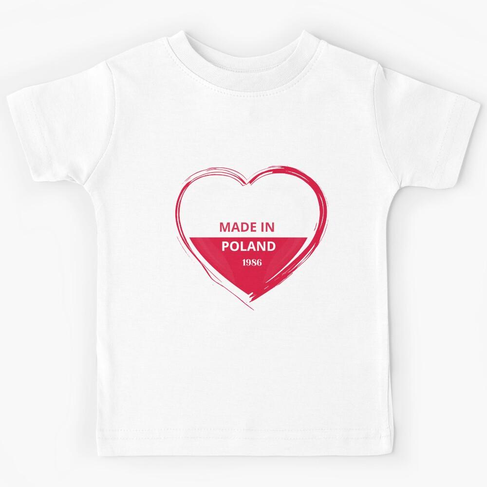 Made in Poland 1986 – Polish Pride Heart Design Kids T-Shirt 120
