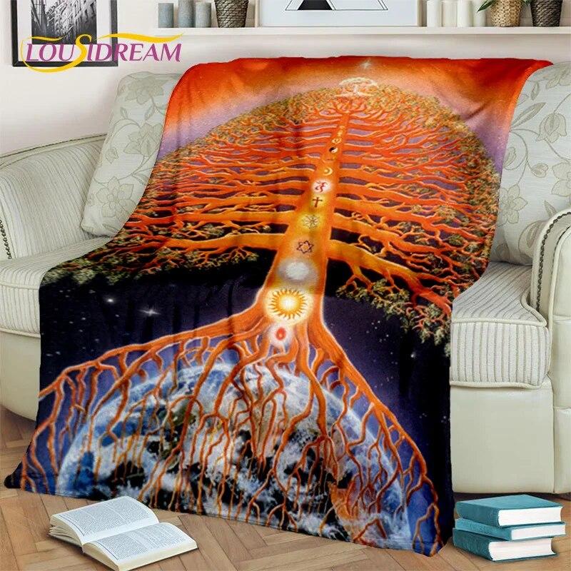 Rainbow 7 Chakra Yoga Meditation Blanket,Flannel Throw Blanket for Home Bedroom Bed Sofa Picnic Office Hiking Leisure Nap Cover