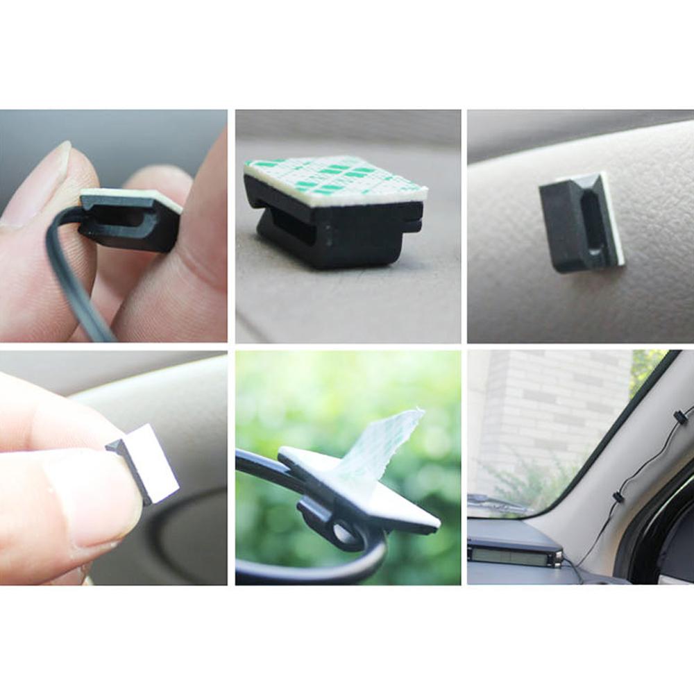 40X Car Auto Drop Adhesive Clamp Wire Cord Clip Cable Holder Tie Clips Organizer Dash Cam Navigator Cable Wiring Buckle Clips