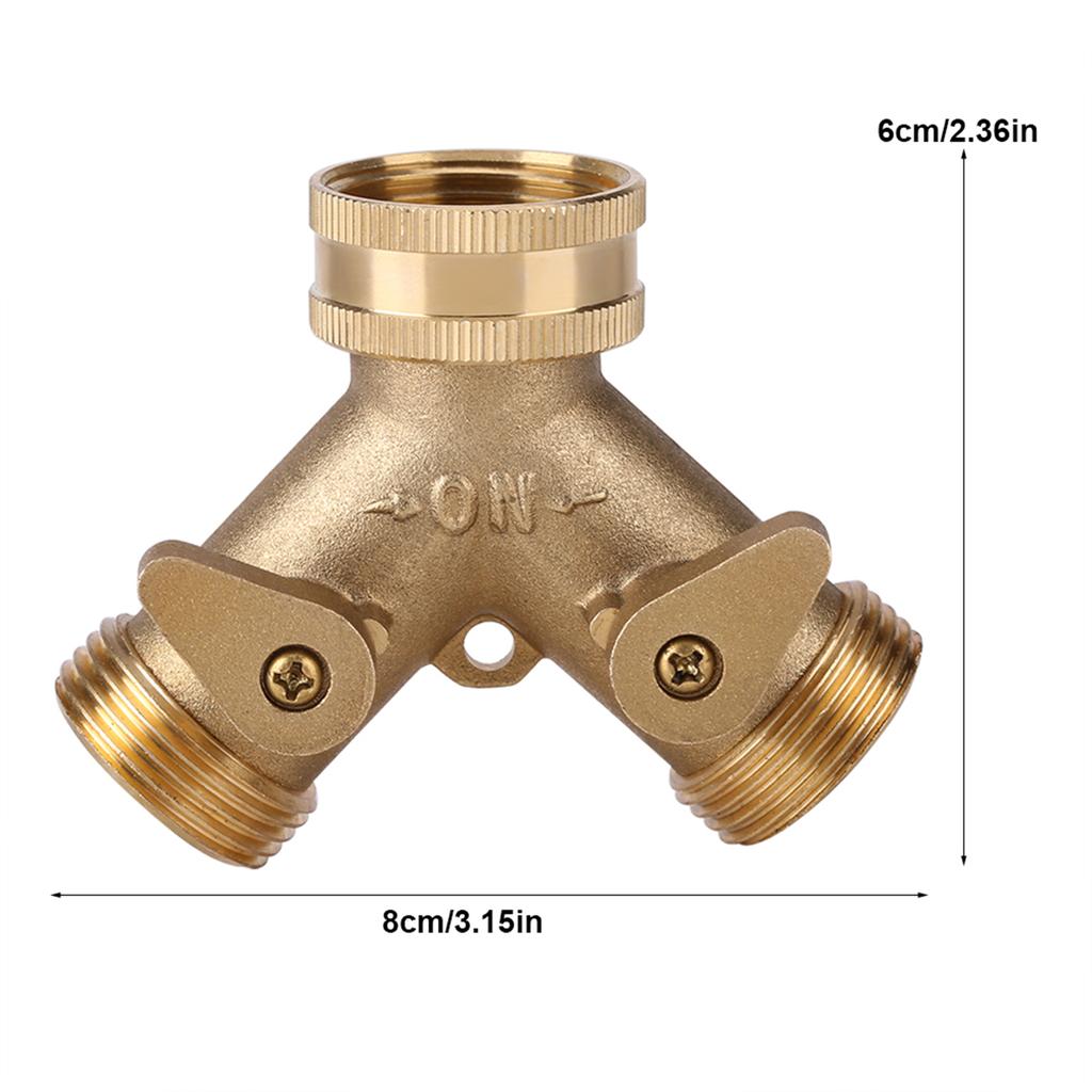3Celsius4 Inch Brass 2 Way Valve Splitter Hose Pipe Tap Connectors for Garden Irrigation