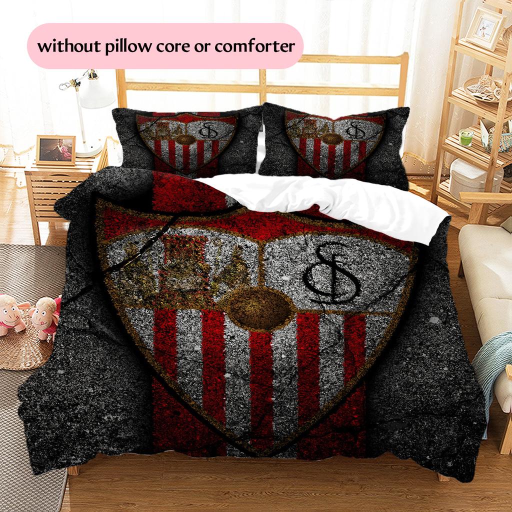 Sevilla FC Patrón Juego de Ropa de Cama Colcha Decoración del Hogar Regalo (1 funda nórdica + 2 fundas de almohada sin relleno.)