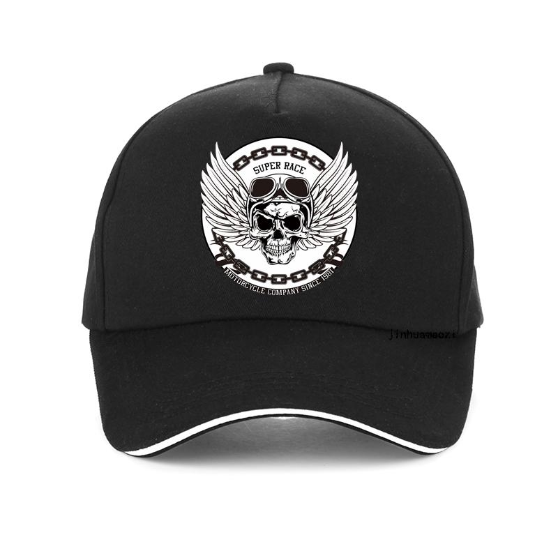 Fashion Super Race Motorcycle Baseball Cap Men Motorcycle Company Since 1981Hip Hop Cap Summer Winged Skull Punk Hats