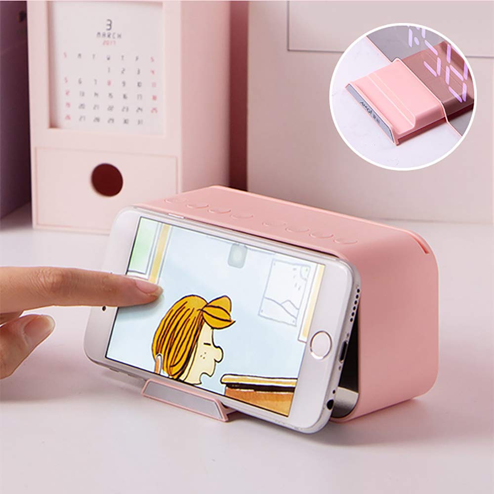 Digital Alarm Clock, Bluetooth, Multi-Function, Music Streaming, Three-Level Brightness Adjustment, Mirror Display, Black