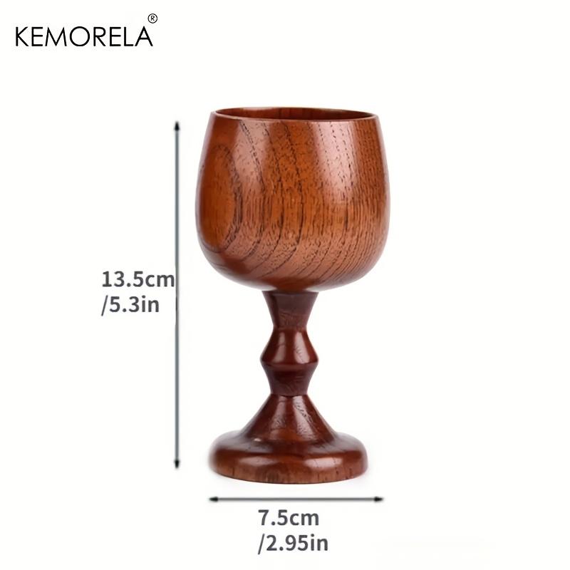 KEMORELA Handmade Natural Spruce Wood Goblet Cup Set 2/4 Classical round Red Wine Glasses Teapcups Solid Wooden Drinkware