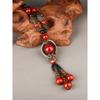 GEMCHIC Damen Vintage Ethnischer Stil Lange Pulloverkette mit Roten Perlen und Fischanhänger aus Legierung Chinesischer Klassischer Schmuck
