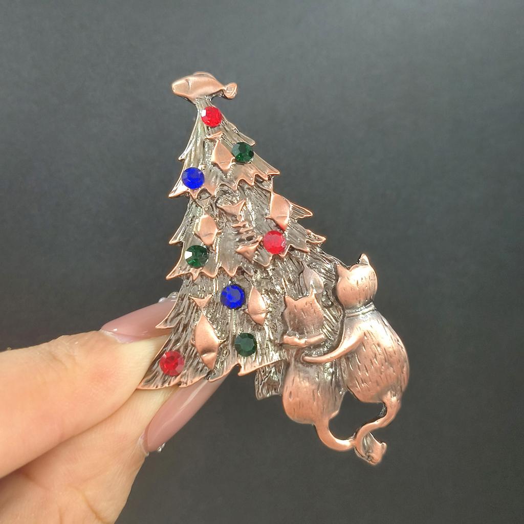 Fashion Rhinestone Christmas Tree Brooches for Women Plant Decorative Pins Keychain Event Party New Gifts Jewelry Accessories