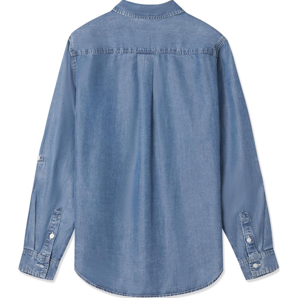 Levis SS24 Summer Collection Denim Solid Color Loose Long Sleeve Shirt Women shirts Dark-Blue 001BO-0000