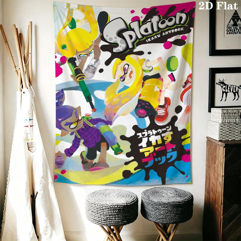 Splatoon game Wall Tapestry Aesthetic Wall Hanging Printed Fabric Blanket Decorative Tapestries for Bedroom Living Room Home Decor