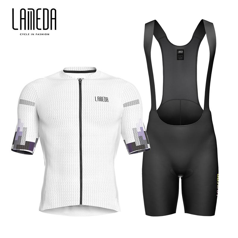 2026 Lameda Cycling Clothes Summer Men's Short Sleeved Fast Drying Breathable Cycling Jersey Cycling Shorts Strap Set for Men