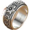 S925 Sterling Silver Rotatable Six-Pointed Star Wide Band Ring for Men - Retro Index Finger Design